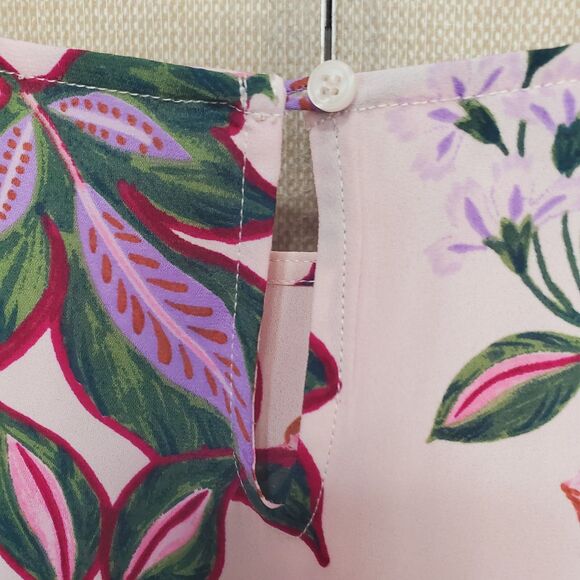 Talbots Floral Print Long Sleeve Keyhole Back Blouse Size XL - Picture 5 of 6